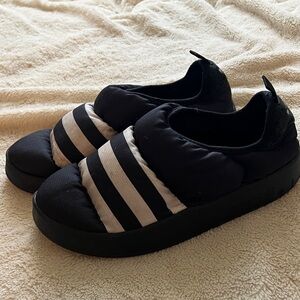 Adidas Black and White Slip-On Sneakers